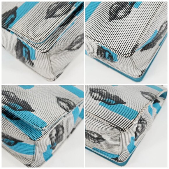 PRADA Chain Shoulder Bag Leather Blue Silver Auth KD283M - Picture 14 of 16